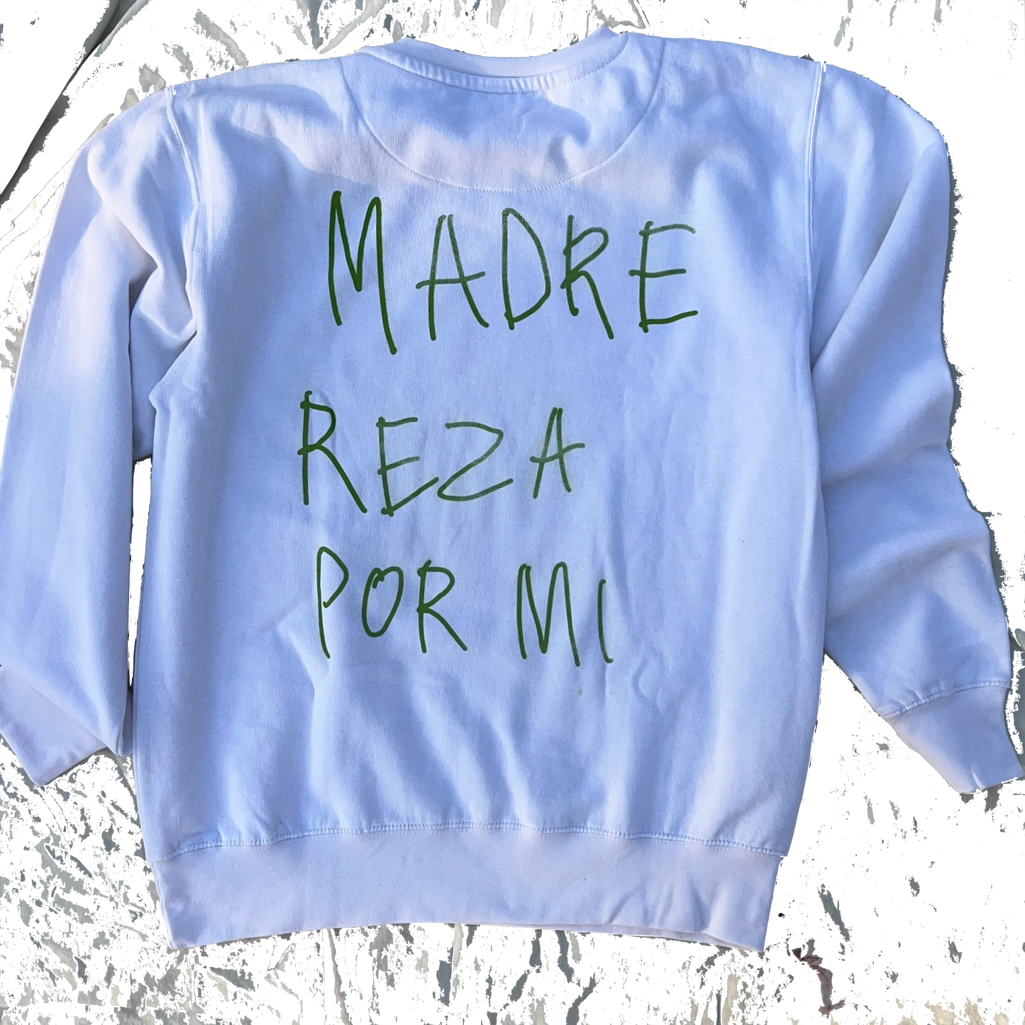 White Distressed Madre Crew